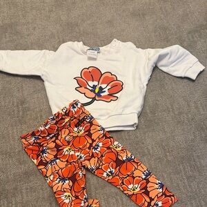 Kenzo White and Orange Floral Baby Set